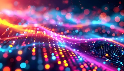 Fototapeta premium Abstract digital art featuring vibrant, swirling patterns of light and color.