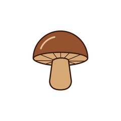 A simple, stylized illustration of a brown mushroom with a thick stem and gills underneath its cap.