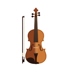 Fototapeta premium Illustration of a brown violin with bow.