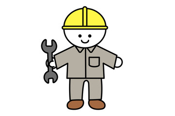 現場作業員のかわいいデフォルメキャラクターイラスト