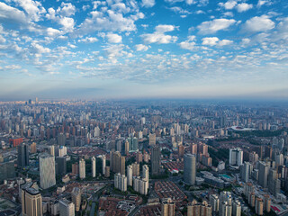 Obraz premium Aerial view of Shanghai central area in the morning