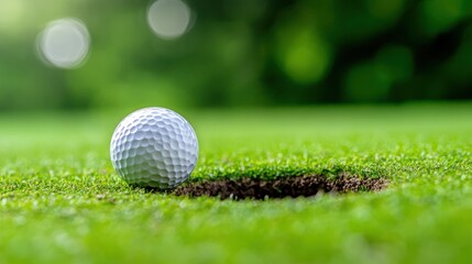 Obraz premium Golf ball on the edge of hole