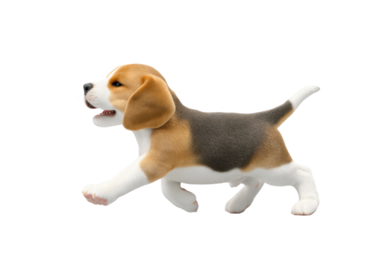 Cute puppy in running pose transparent background