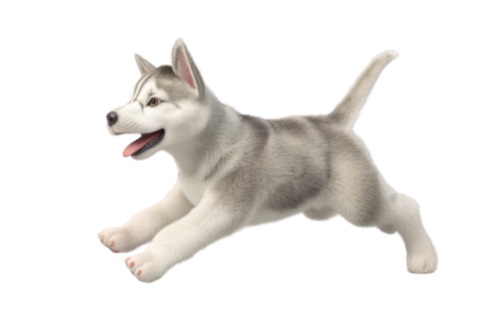Cute puppy in running pose transparent background