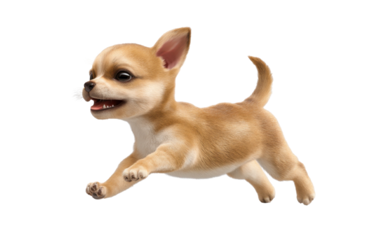 Cute puppy in running pose transparent background