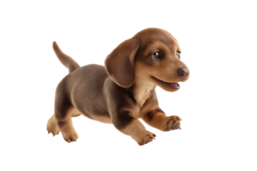Cute puppy in running pose transparent background