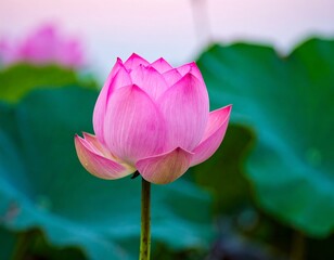Obraz premium Close-up of a beautiful pink lotus flower