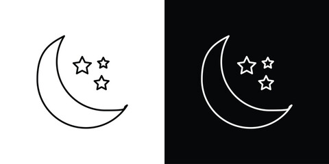 Moon stars icon symbols. Simple pictograms for web sites and mobile app