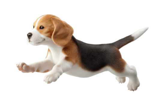 Cute puppy in running pose transparent background