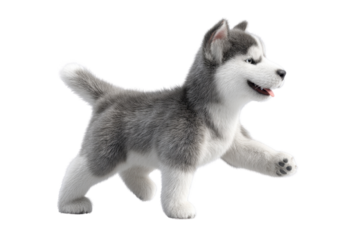 Cute puppy in running pose transparent background