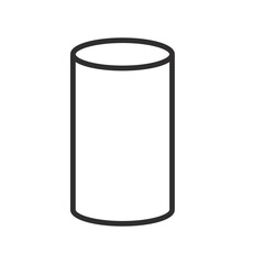 Clean vector outline of a fundamental geometric cylinder, a basic three-dimensional shape ideal for educational diagrams, minimalist graphic design, or conceptual representations