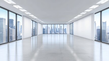 Empty modern office with city view