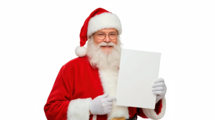 Santa Claus Holding Christmas Letter Isolated on transparent png.
