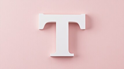 Fototapeta premium White wooden letter t on pink background