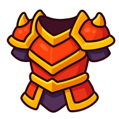 Red and Gold Fantasy Armor Chestplate Icon – Cartoon Game Equipment