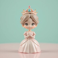 Princesa kawaii con corona dorada y vestido rosa
