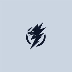 Lightning wolf abstract minimalist silhouette logo design.  