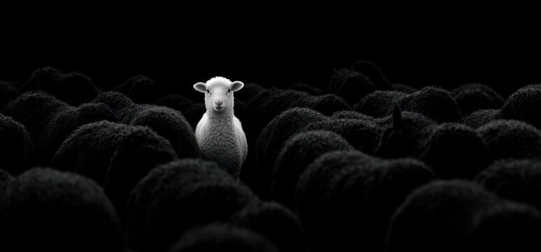 White sheep amidst a black flock