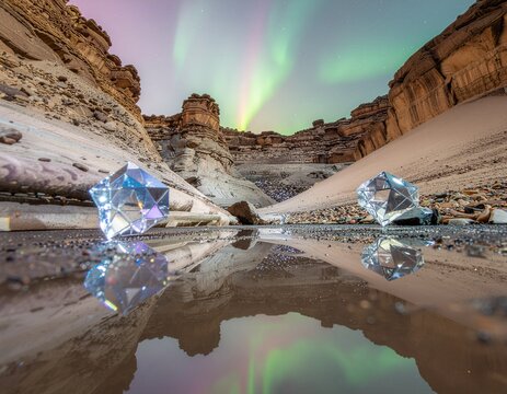 Colorful crystals morph in kaleidoscopic patterns under prismatic illumination