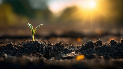 Fototapeta premium new sprout growing from the soil