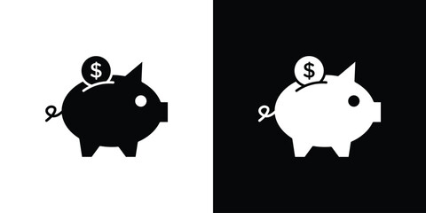 Piggy bank icon collection flat style - stock vector.
