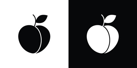 Peach icon collection flat style - stock vector.