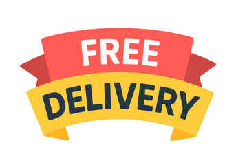 Free delivery banner – colorful illustration for advertising, online shopping, logistics