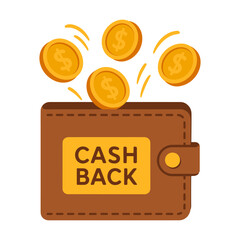 Cashback wallet with coins – finance illustration, money back, bonus