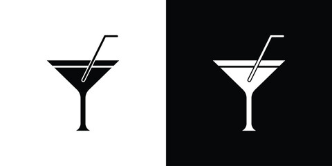 Cocktail icon collection flat style - stock vector.