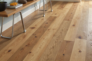 New oak parquet of brown color