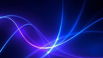 Vibrant blue and purple light trails swirling in a dark space, creating a futuristic and abstract atmosphere.