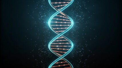 Stunning glowing DNA double helix against dark space background for genetics research