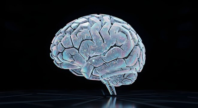 Futuristic Digital Brain with Galaxy Pattern on Neural Network Structure