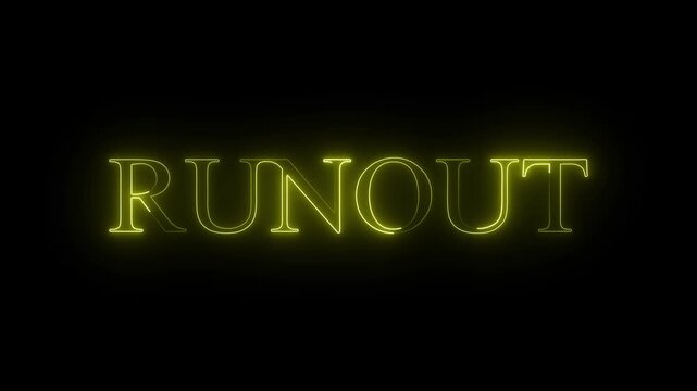 Neon yellow text runout glowing on black background