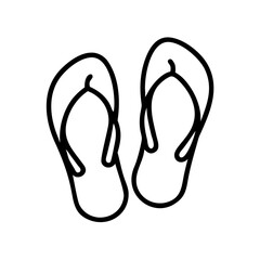 Black Outline Illustration of an Isolated Pair of Flip-Flops
