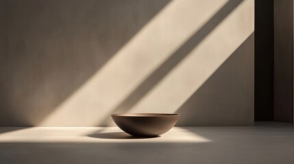 Empty Bowl with Light Beam Poverty and Hunger Themed Art Scene Material