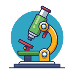 Fototapeta premium Colorful Vector Illustration of Microscope in Flat Scientific Style.