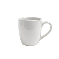 A classic white ceramic mug, perfect for your morning coffee or tea, with a comfortable handle and a smooth finish