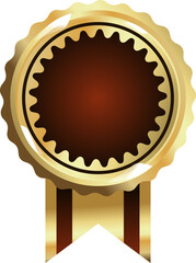 Golden Luxury Badge with Ribbon for Certificate, Award, or Premium Label Design