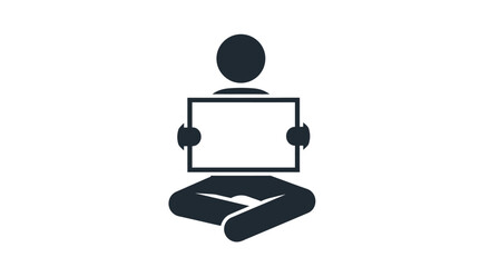 Person Holding a Blank Sign Simple Icon Illustration