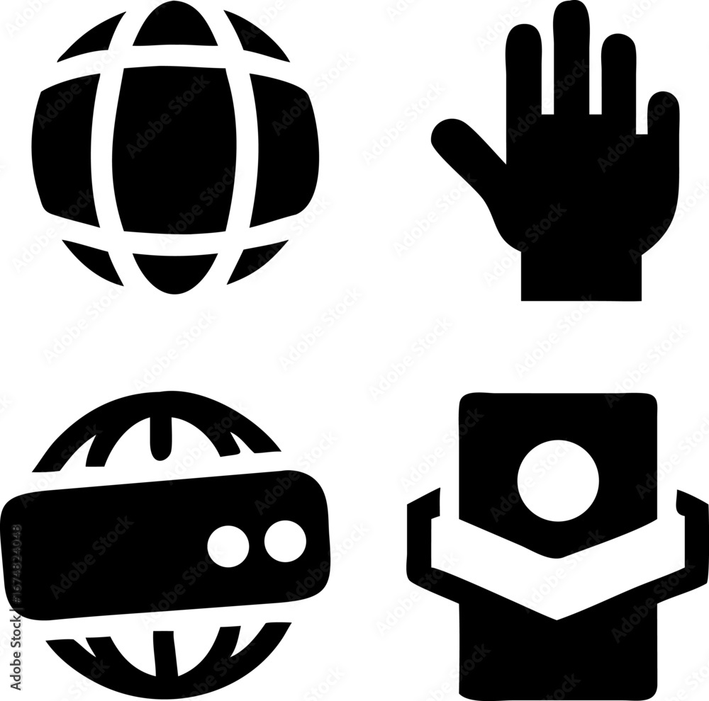 Aufkleber sleek global network icons showcasing connection and reach with a modern hand and mail symbol design