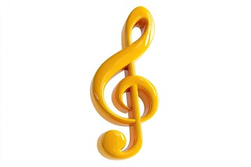 Bright yellow treble clef, 3D render
