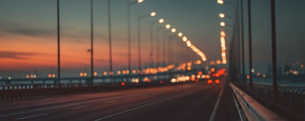 Blurred city bridge at twilight