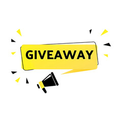 Vector illustration of a giveaway announcement banner with a loudspeaker icon for advertising, promotions, and contests