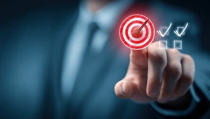 Businessman targeting goals