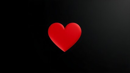 An abstract red heart shape on a matte black background, emphasizing minimalist design with negative space.