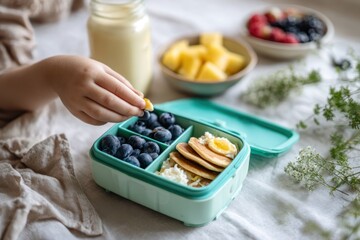 Child eating healthy lunch
