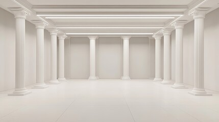 Fototapeta premium White columns in an empty hall minimalist interior design