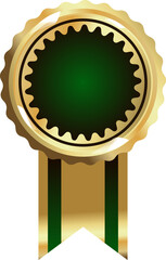 Golden Luxury Badge with Ribbon for Certificate, Award, or Premium Label Design