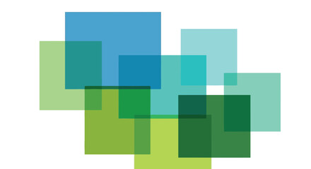 Overlapping Translucent Squares in a Harmonious Green and Blue Color Palette Design